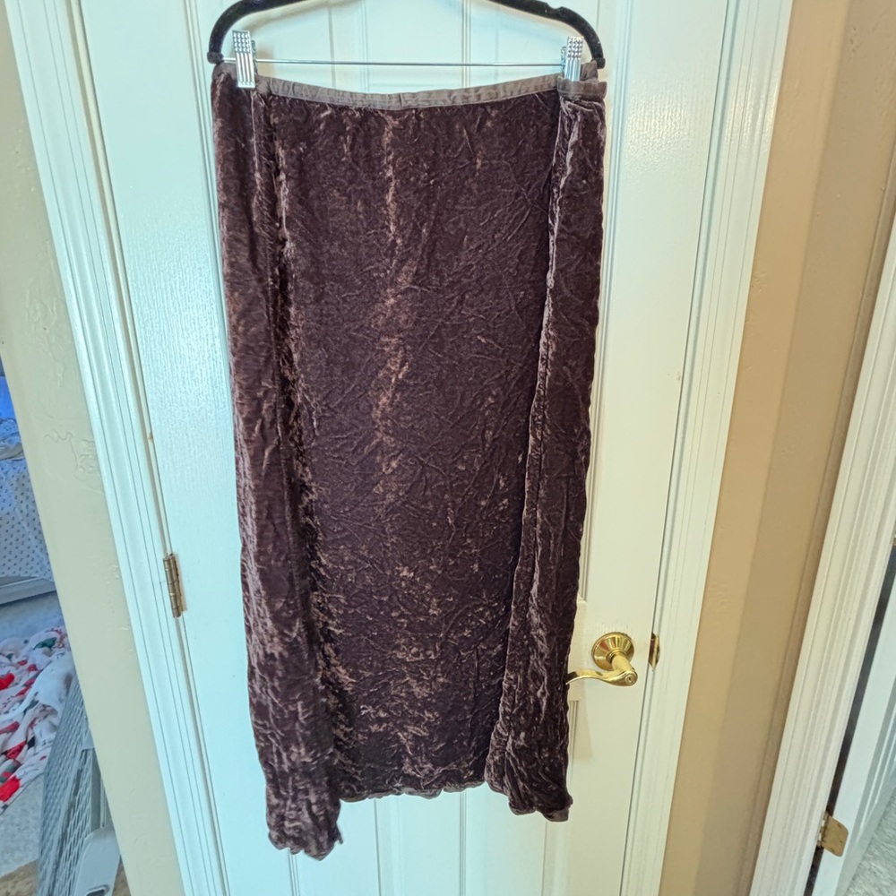 J. Jill Rich Brown Velvet Maxi Skirt Women’s XLT or Extra Large Tall Drawstring - Picture 2 of 6